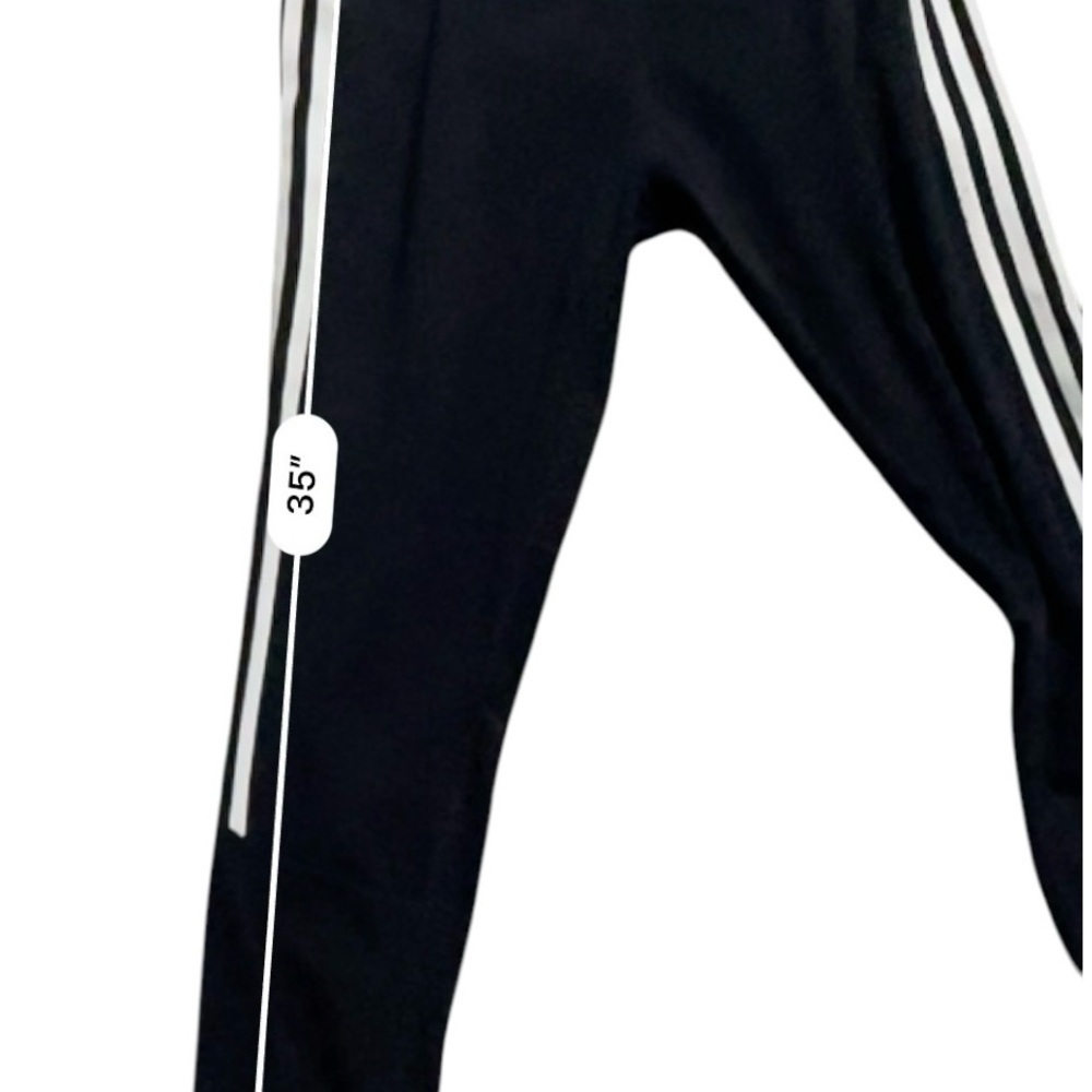 Adidas activewear yoga sports leggings black striped pocket wide waist Women M - Picture 14 of 15